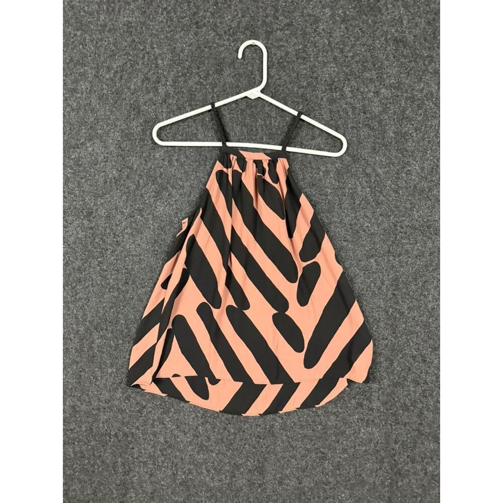 LOFT Womens S Peach Black Animal Print Halter Neck Sleeveless Blouse - Picture 2 of 7